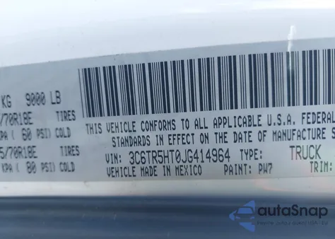 2018 Ram 2500 Tradesman 4X4 8' Box из США, поврежденный, VIN 3C6TR5HT0JG414964